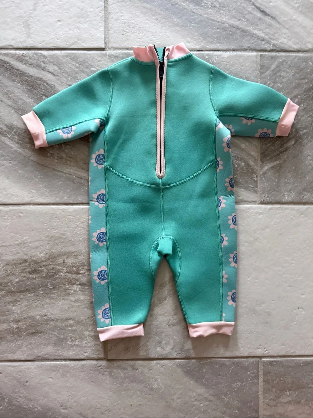 Vofiw Mint & Pink Floral Toddler Wetsuit